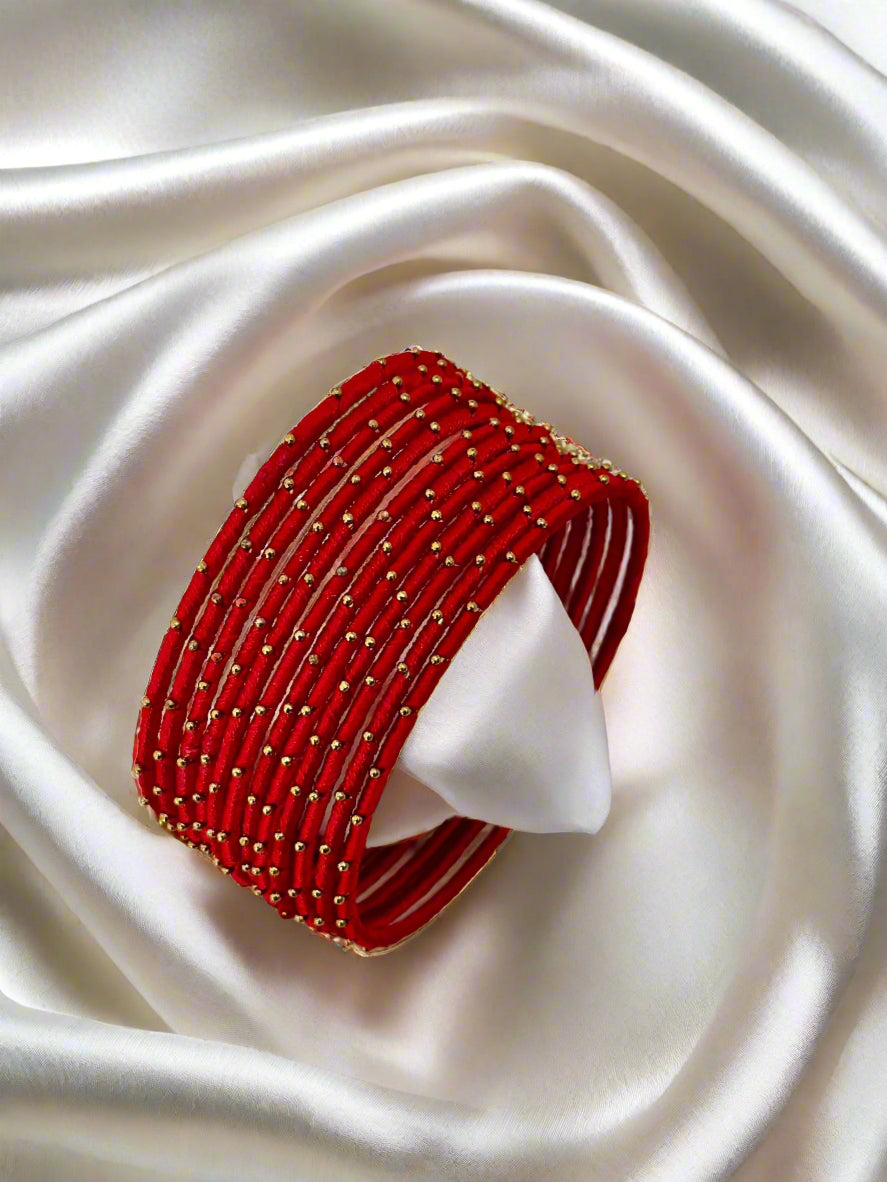 Dotted Metal Silk Thread Bangles