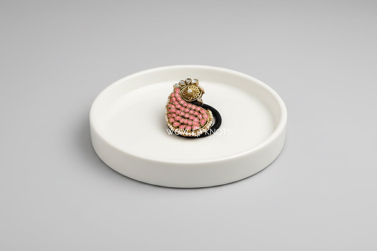 3D Peacock Kundan Rubber Band/Hair Tie