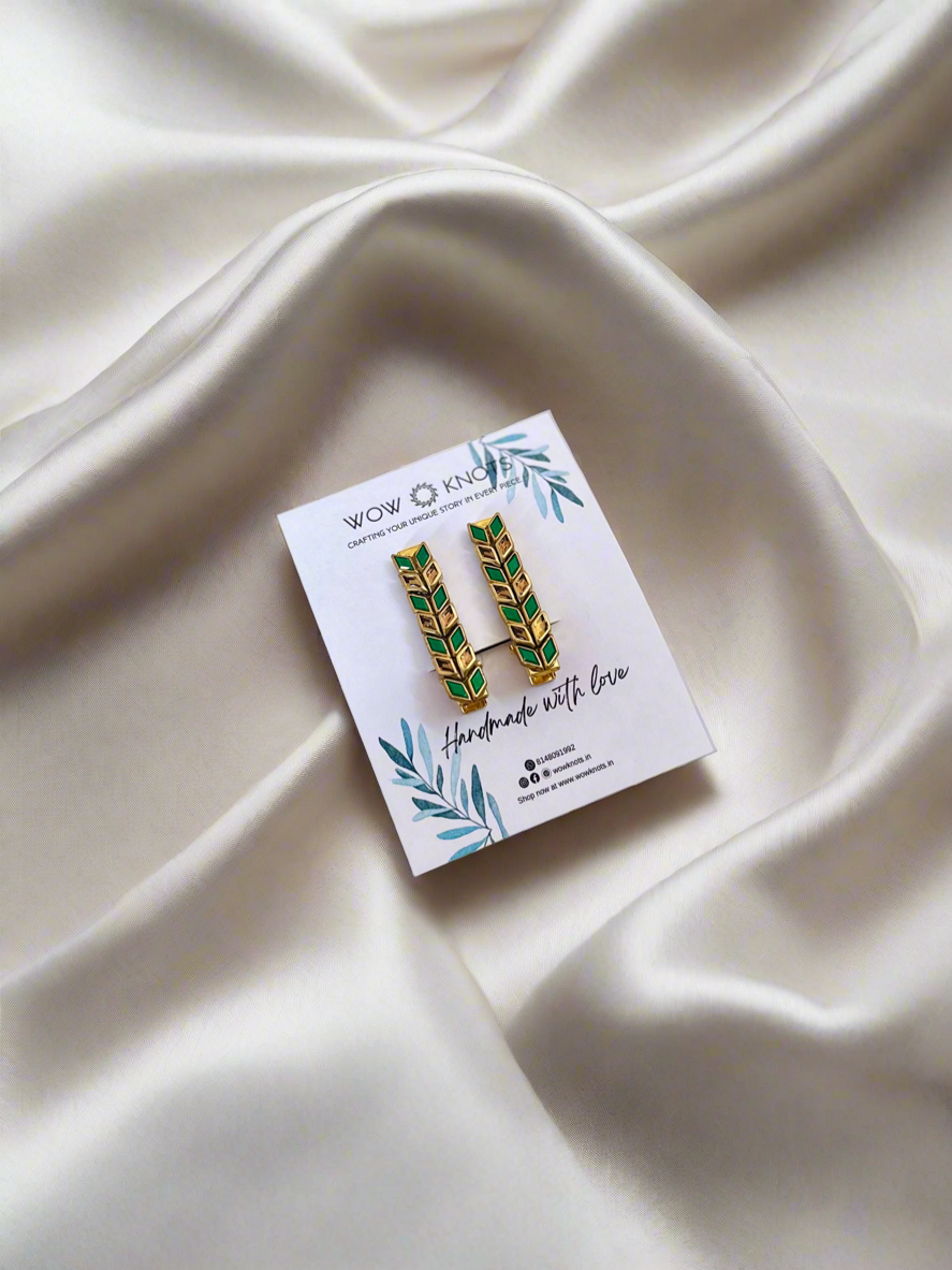 Gold and Green Combination Kundan Hair Clip