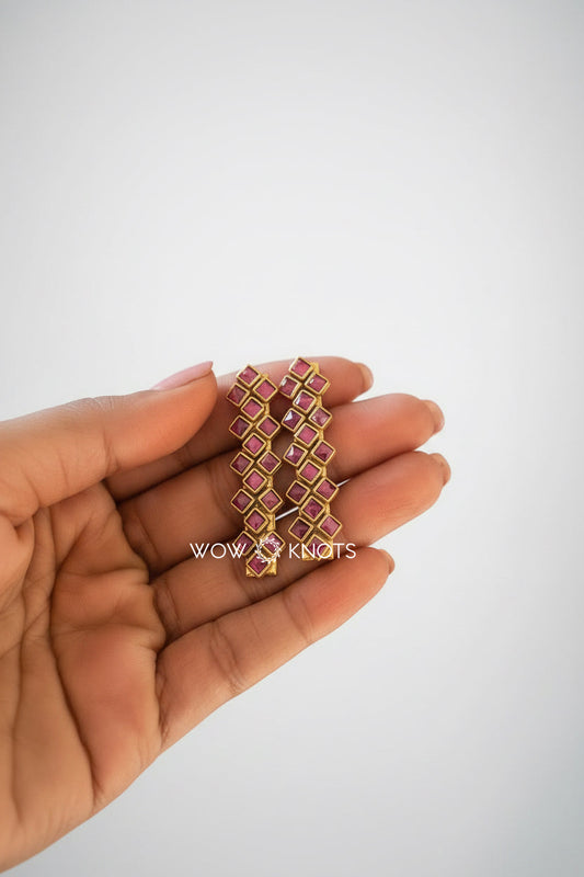 Wine Glossy Square Kundan Hair Clip