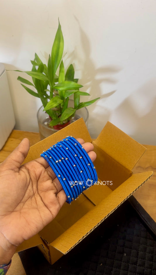 Paris Blue Silk Thread Minimalist Bangles