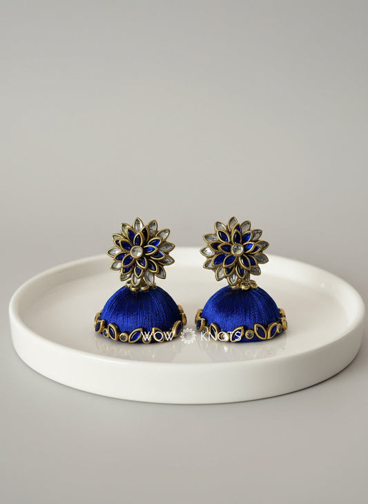 Silver and Royal Blue Stud with Jhumka