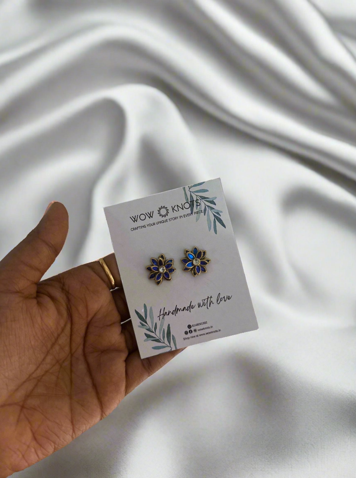 Royal Blue Kundan Studs/Earrings