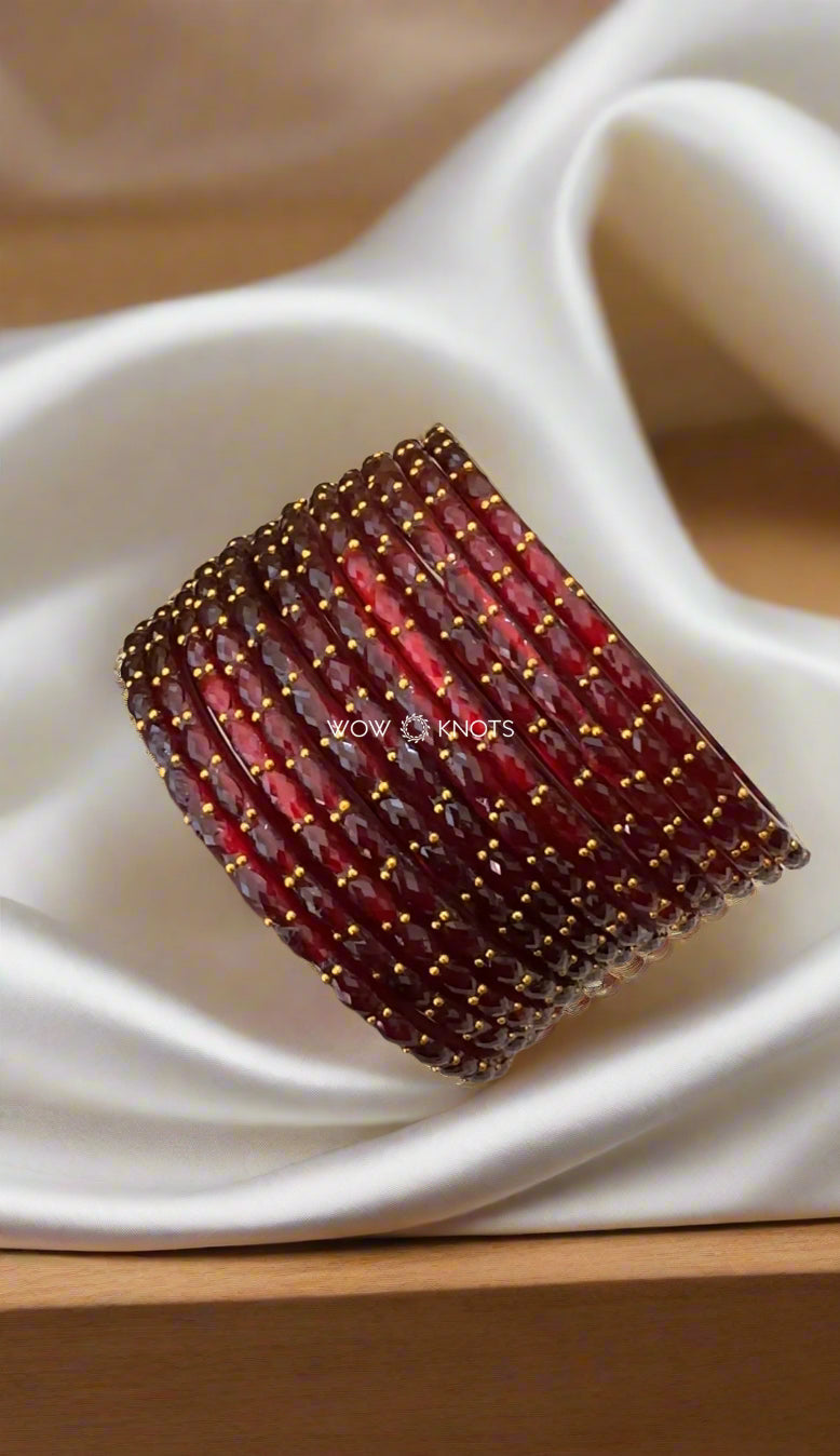 Maroon Rain Drop Glass Bangles