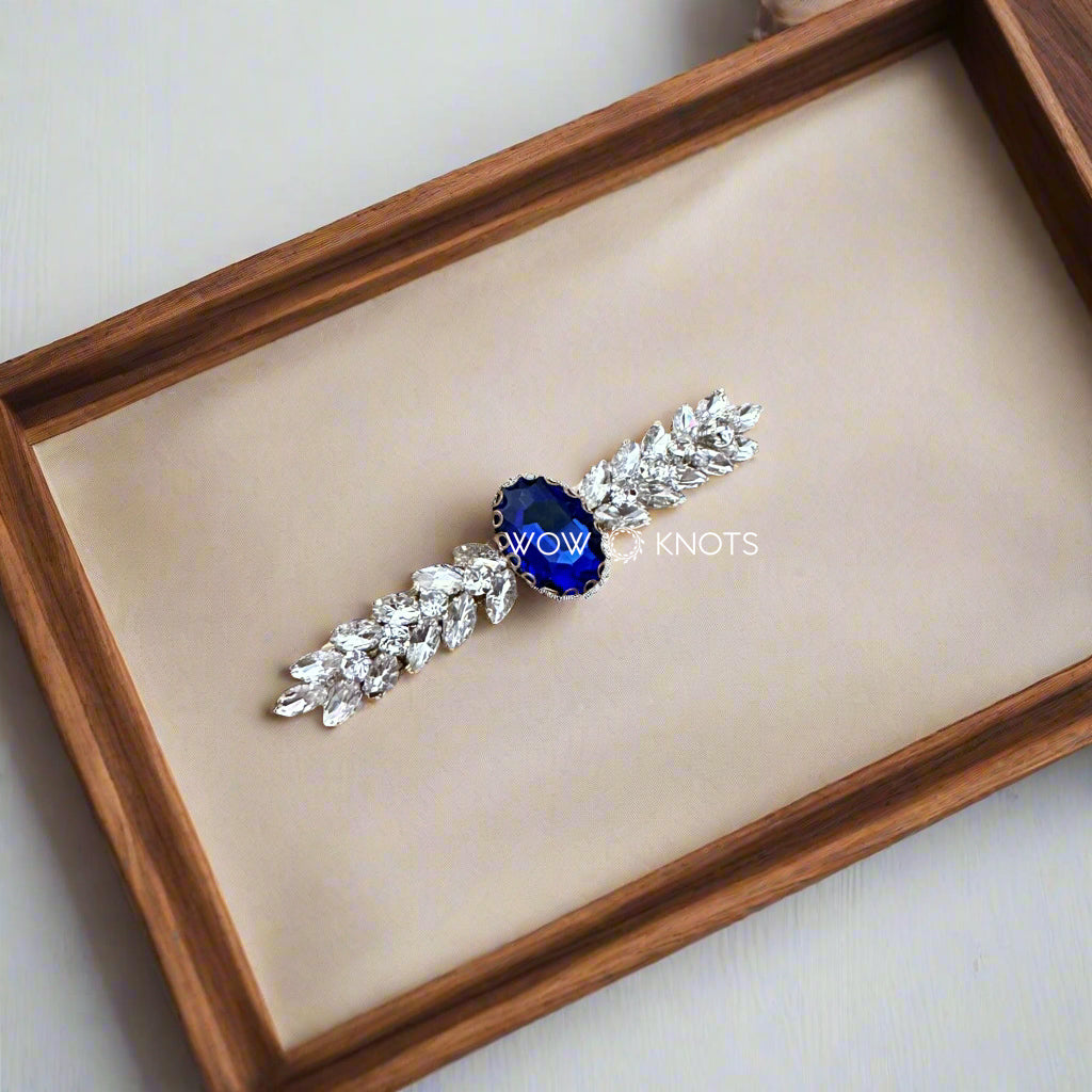 Royal Blue Crystal Centre Hair Clip/ Barrette Clip