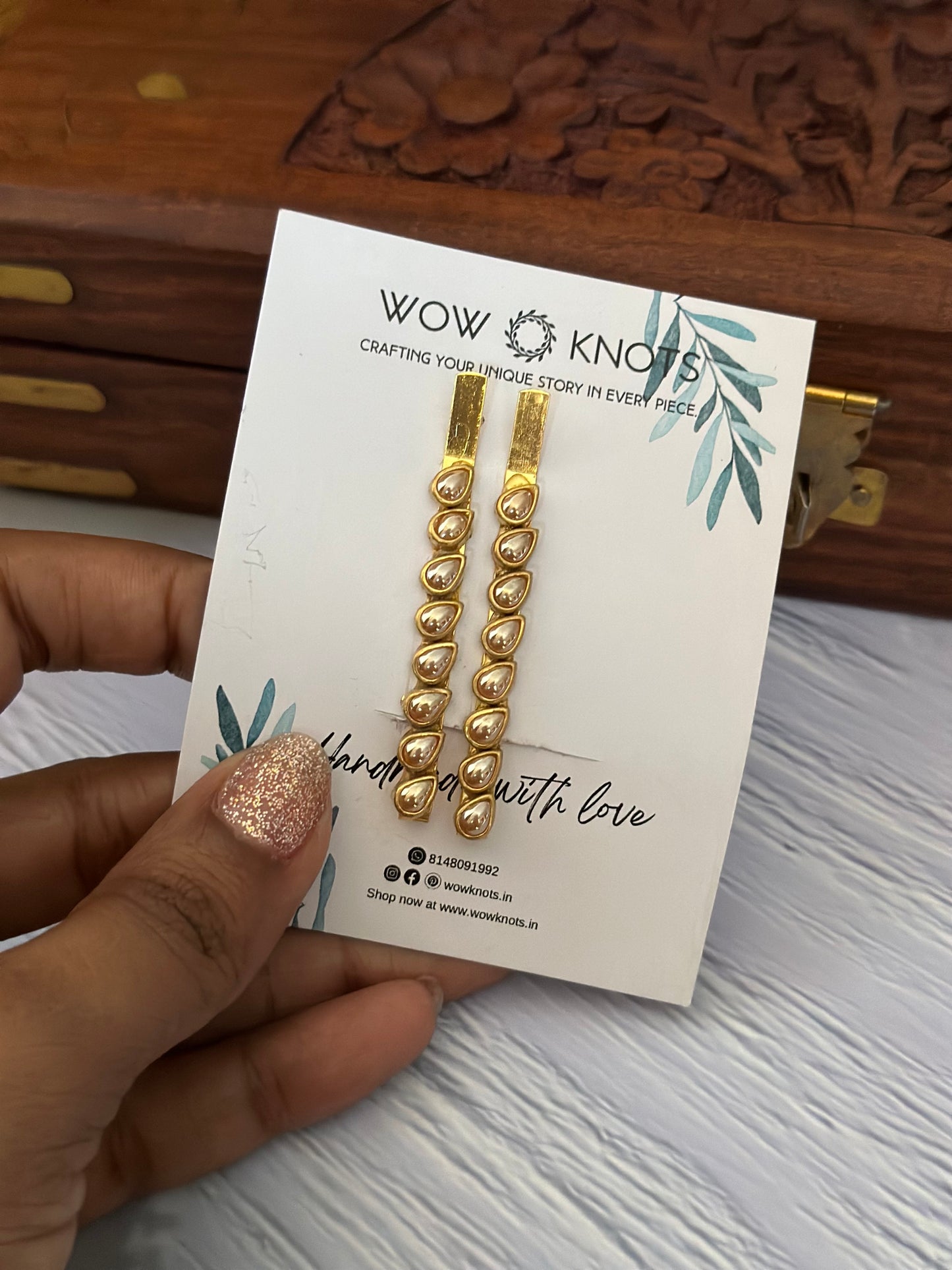 Sided Drop Kundan Hair Pin