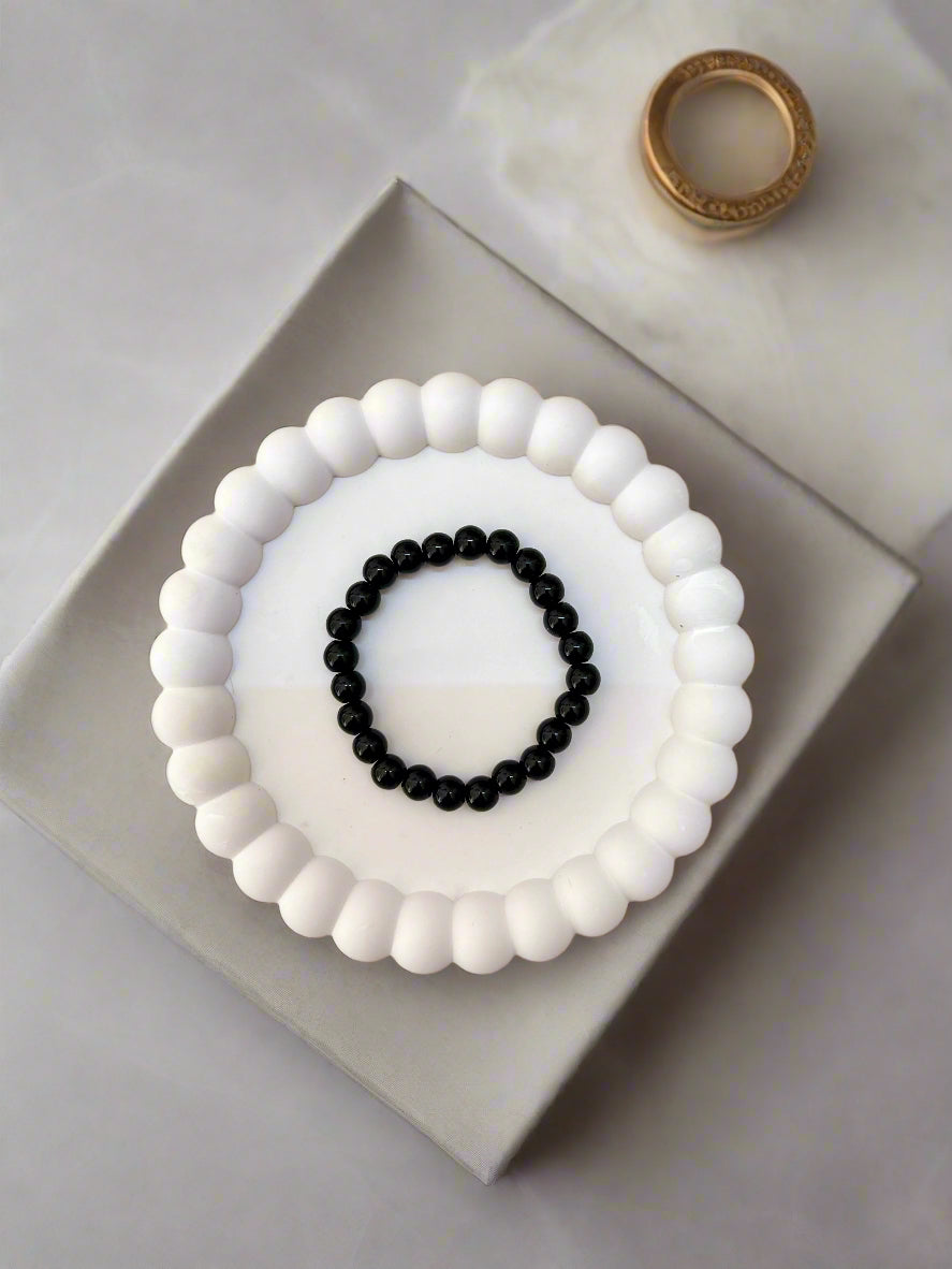 Black Jelly Glass Bead Bracelet