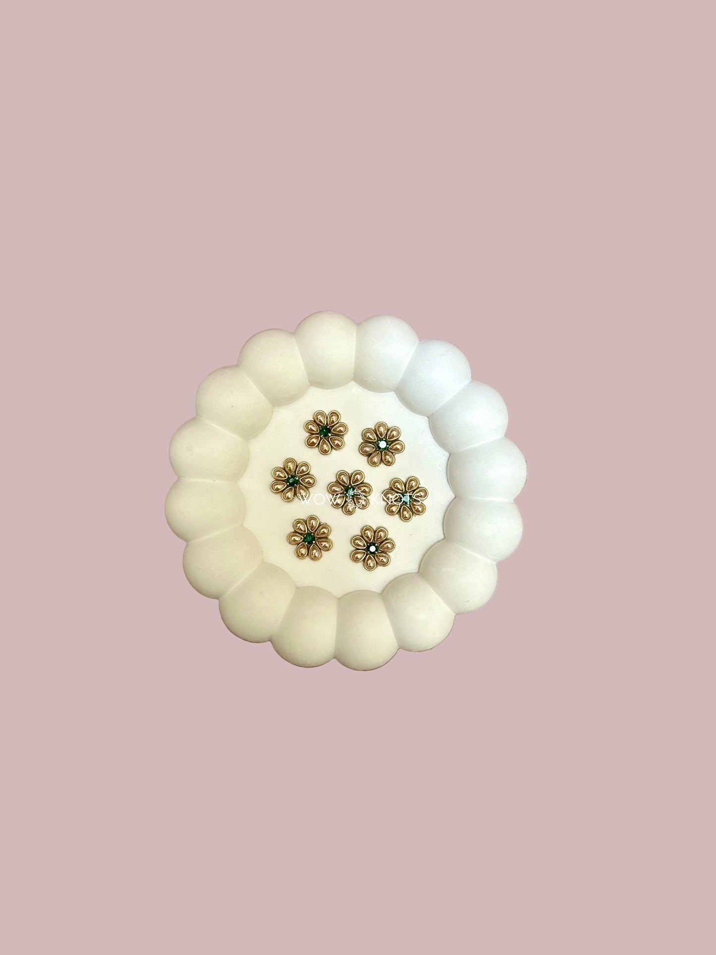 Handmade Kundan Flower Patch | Kundan Applique (Pack of 5) for Sarees, Lehengas & Blouses