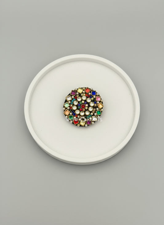 Multi colour Square Kundan Rubber Band/Hair Tie