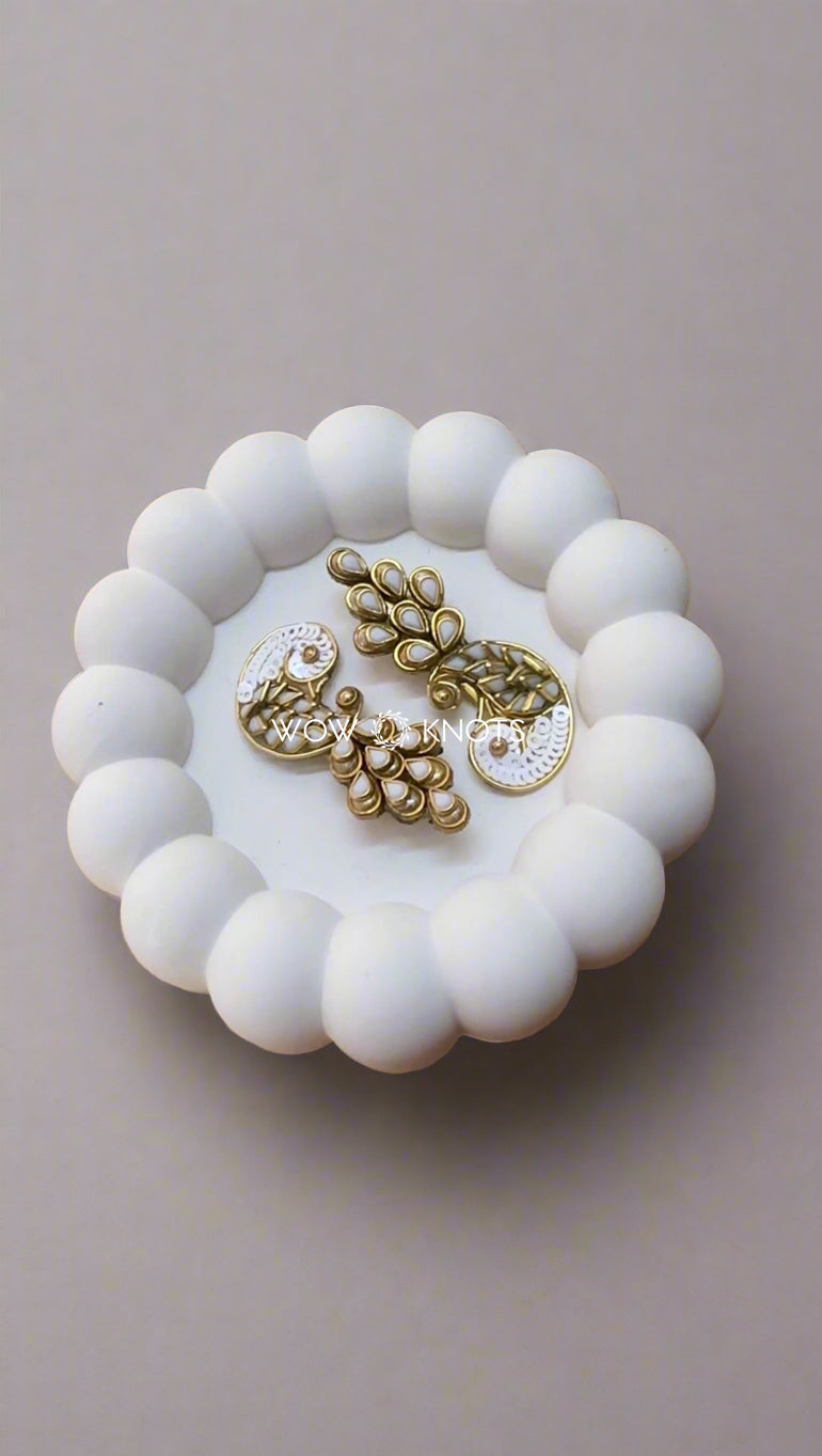 Peacock Kundan Alligator Hair Clip - White