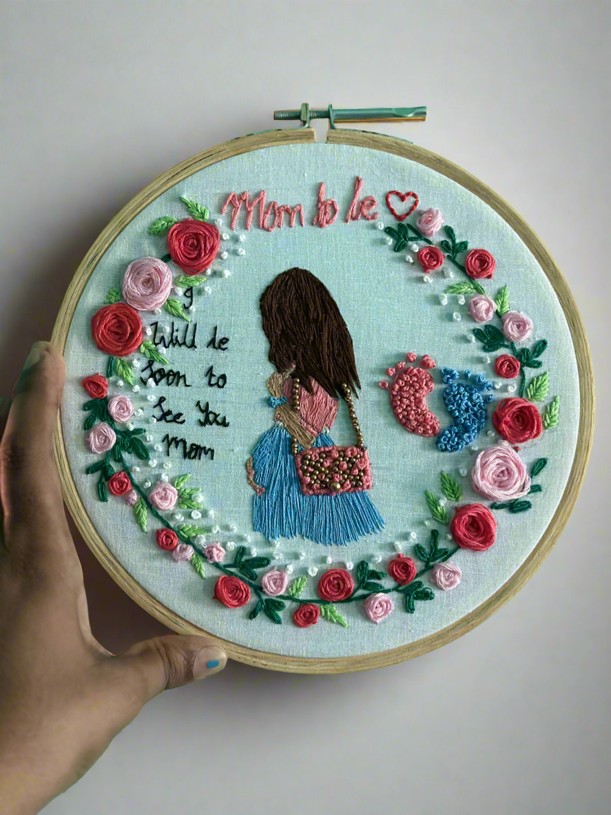 Mom to Be Embroidery Hoop/Pregnancy Art Embroidery Hoops