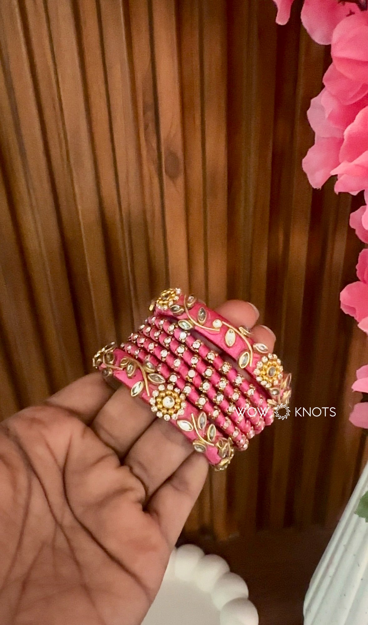 Pink Kada Bangles and Metal Bangles Bridal Bangle Set