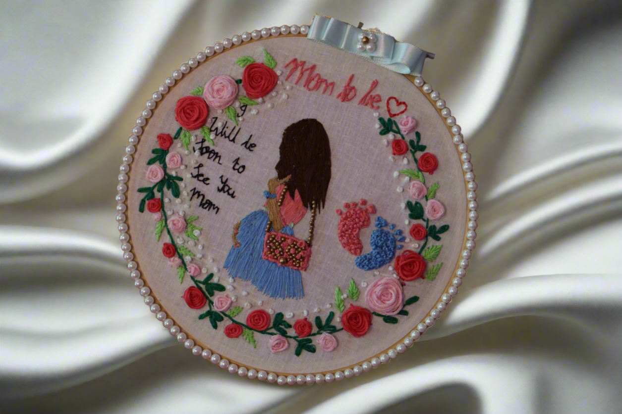 Mom to Be Embroidery Hoop/Pregnancy Art Embroidery Hoops