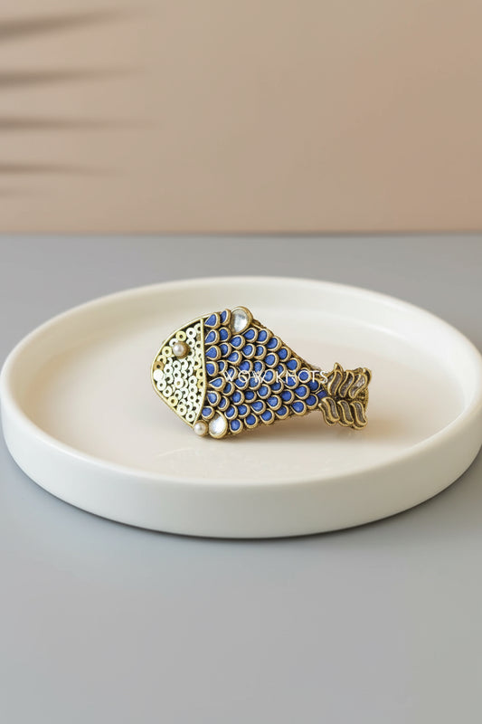 Kundan Centre Hair Clip - 3D Fish