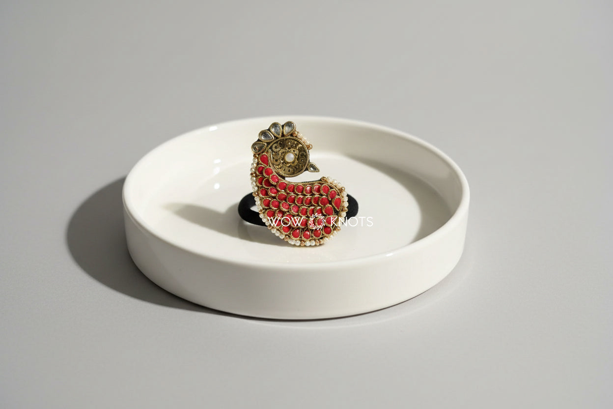 3D Peacock Kundan Rubber Band/Hair Tie