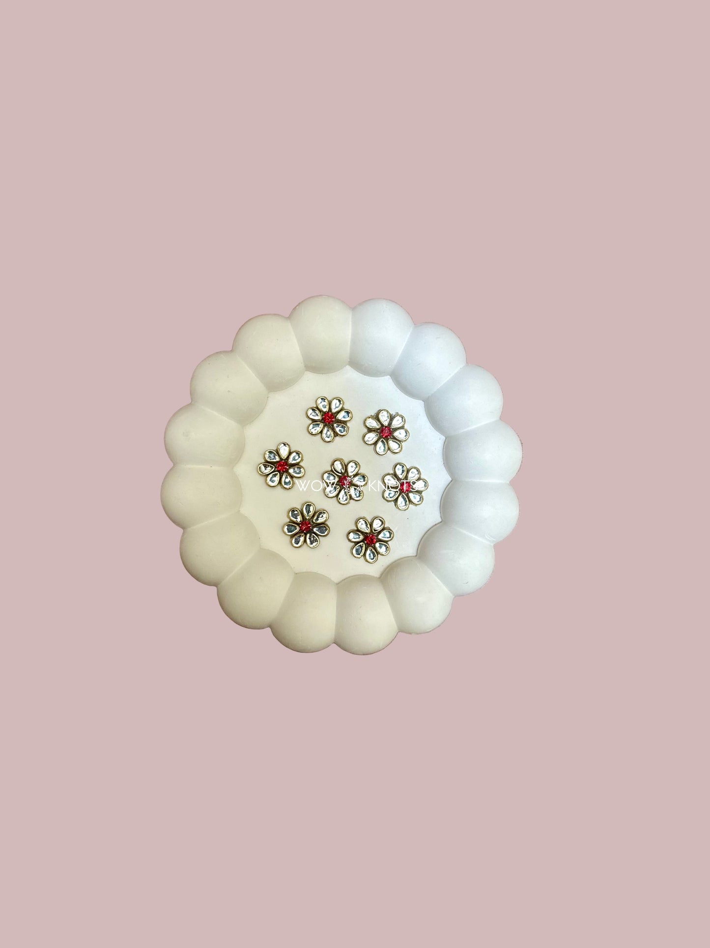 Handmade Kundan Flower Patch | Kundan Applique (Pack of 5) for Sarees, Lehengas & Blouses