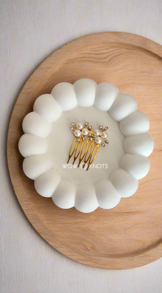 Dual Pearl Flower Hair Brooch/Jada Billa