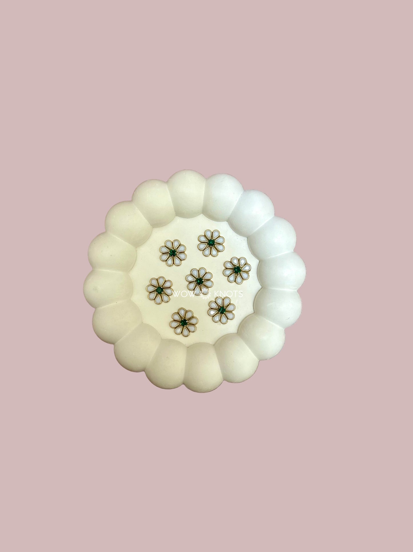 Handmade Kundan Flower Patch | Kundan Applique (Pack of 5) for Sarees, Lehengas & Blouses