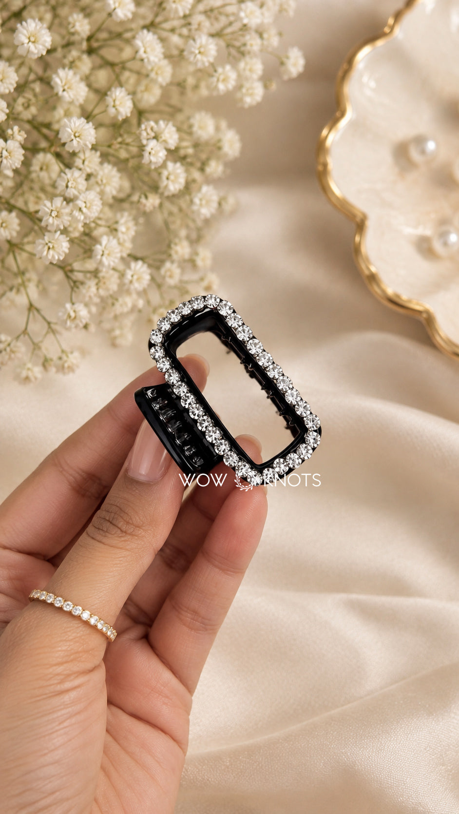 Black Rhinestone Claw Hair Clip – Crystal Embellished Mira