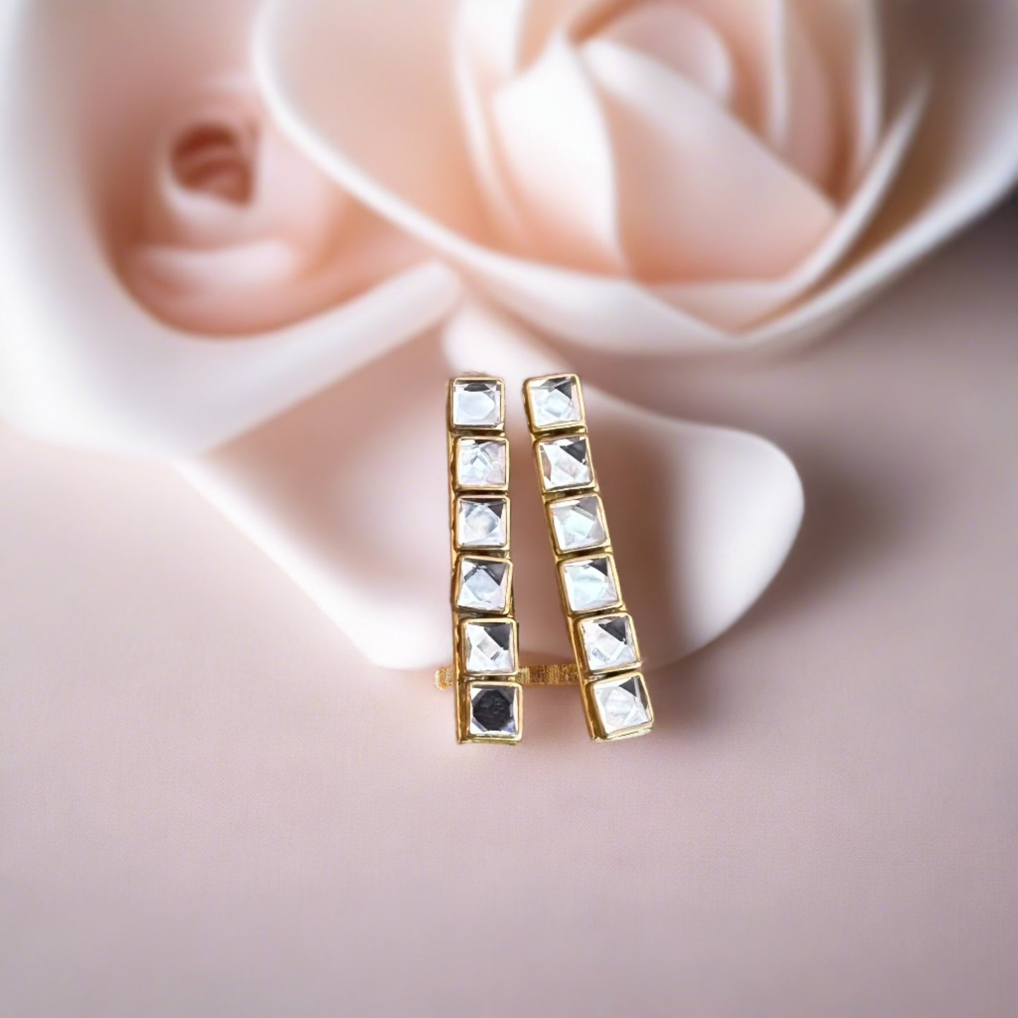 Silver Alligator Kundan Hair Clip/ Kundan Hair Accessories/ Hair Clips(Silver Square Kundans)